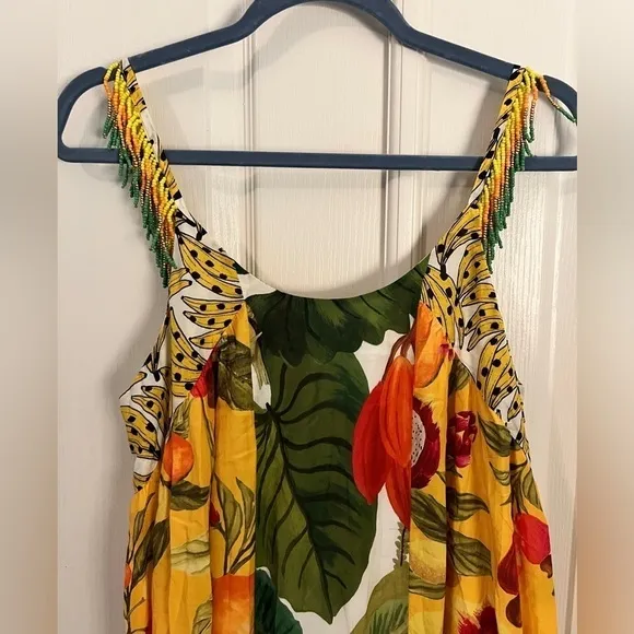 FARM RIO S Mixed Prints Tea-Length Patchwork Sleeveless Dress